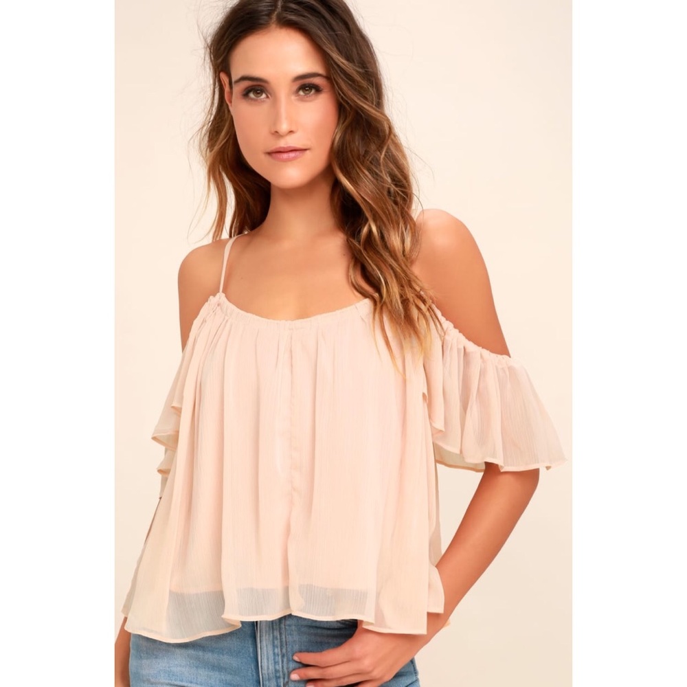 Lulus Got me Moving Cold Shoulder Blouse